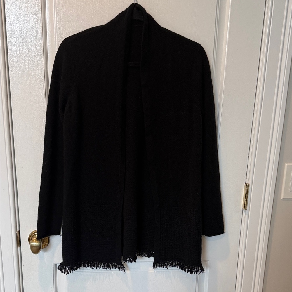 Lilly Pulitzer Black Cardigan with Fringe Hem. 100% cashmere